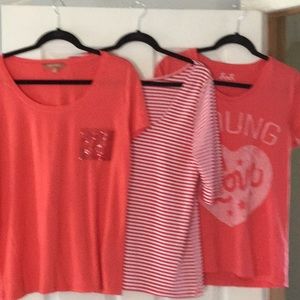 Women's  Lot of 3 Orange Shirts like new